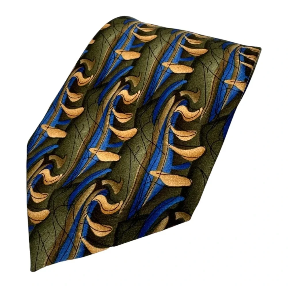 Cocktail Colors Men's Multicolor Abstract Peacock Novelty Neck Tie 100% Silk
